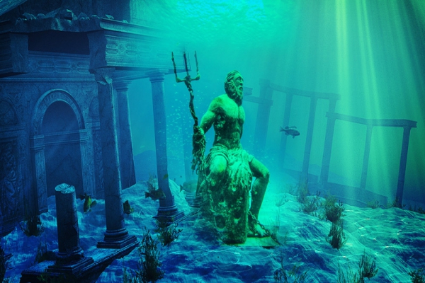 Imagen de Poseidon en las ruinas de la atlantida